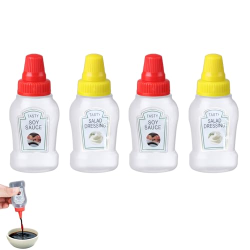 MENDIA Gewürz Quetschflasche 25ml Mini Saucenbehälter for Honig Ketchup Sojasoße Salatdressing Dispenser Wiederverwendbare Quetschbare Gläser Behälter Kinder Bento Box Zubehör von MENDIA
