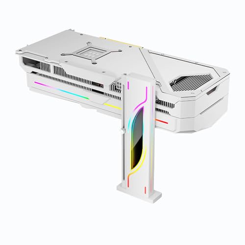 MENDUNER ARGB GPU Stützhalterung, 3 poliger 5 V PC Grafikkartenständerhalter, Anti Durchhang Halterung mit Magnetfuß, Höhenverstellbare Vertikale GPU Grafikkartenunterstützung (White) von MENDUNER