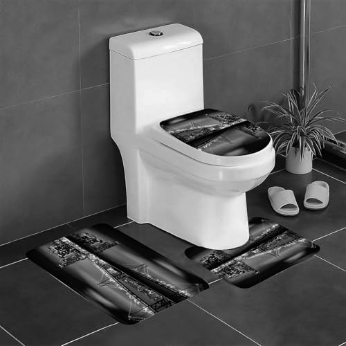 MENGCH Badezimmerteppich Set 2 Teilig Waschbar rutschfeste Badematte Toilettenmatte Weich Saugfähige Badteppiche,Mandala-Musterdesign oder Mandala-Kunstdesign,W von MENGCH