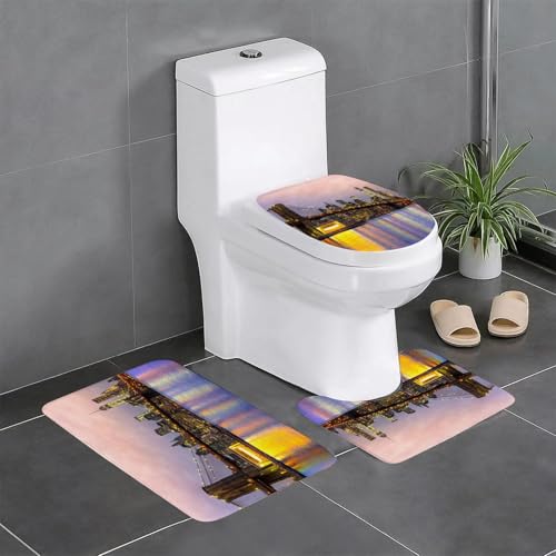 MENGCH Badezimmerteppich Set 2 Teilig Waschbar rutschfeste Badematte Toilettenmatte Weich Saugfähige Badteppiche,Mandala-Musterdesign oder Mandala-Kunstdesign,W von MENGCH