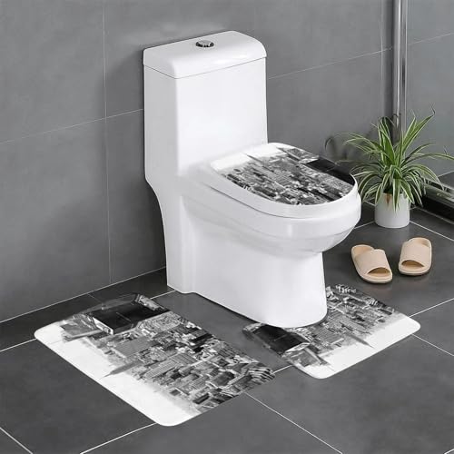 MENGCH Badezimmerteppich Set 2 Teilig Waschbar rutschfeste Badematte Toilettenmatte Weich Saugfähige Badteppiche,Mandala-Musterdesign oder Mandala-Kunstdesign,W von MENGCH