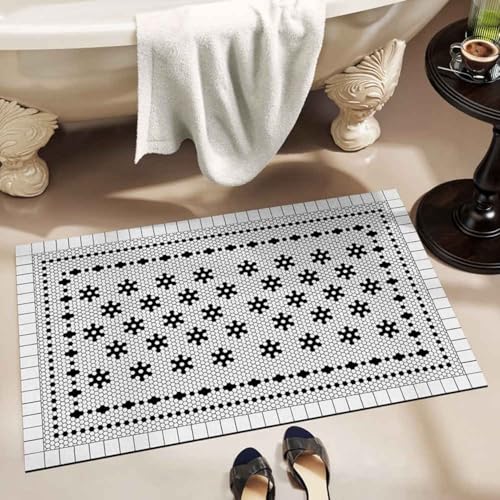 MENGCH Badezimmerteppich Weißer Druck Badteppich rutschfest Waschbar,Duschvorleger Schnelltrocknend,Stein Badematte,Diatomite Stone Bath Mat,Super Absorbierende Badvorleger, W,50X80CM MENGCH Badezimmerteppich Weißer Druck Badteppich rutschfest Waschbar,Duschvorleger Schnelltrocknend,Stein Badematte,Diatomite Stone Bath Mat,Super Absorbierende Badvorleger, W,50X80CM von MENGCH
