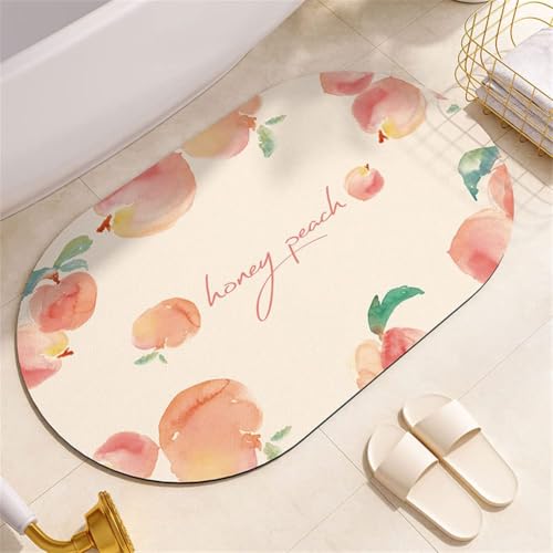 Super Absorbent Floor Mat, Badematte Rutschfester Badezimmerteppich Badteppich, Duschvorleger, 45x70cm Schnell Trocknend Schmutzabweisende Pflegeleichte Waschbar Teppich, Bathroom Bath Mat, Pfirsich von MENGCH