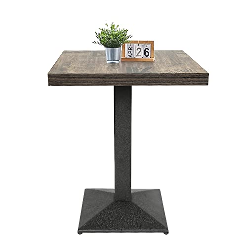 MENGDA Moderner Bistrotisch aus Holz, Dunkelbraun, 60x60x75 cm, Säulentisch mit Metallgestell, für Balkon, Restaurant (Europäischer Stil) von MENGDA