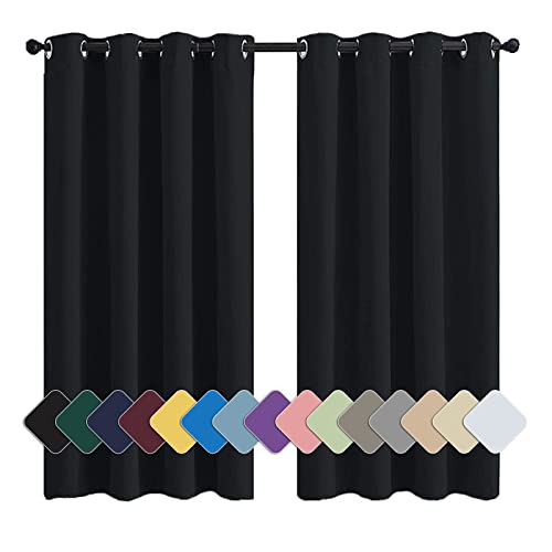 Blickdichte Vorhänge Vorhang Wohnzimmer Modern Blickdicht Thermo Schalldämmend, für Wohnzimmer Dekorative Schwarz 1 Stück, 114x86cm(HxB) von MENGH