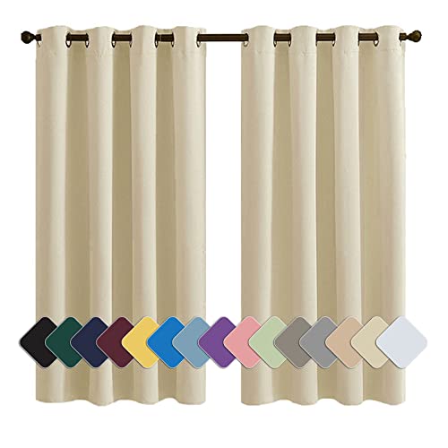 Curtains Modern Gardinen Schal Blickdicht Hochwertige Qualität Kälteschutz, für Schal Schlafzimmer Kinderzimmer Wohnzimmer Beige 1 Stück, 90x140cm(HxB) von MENGH