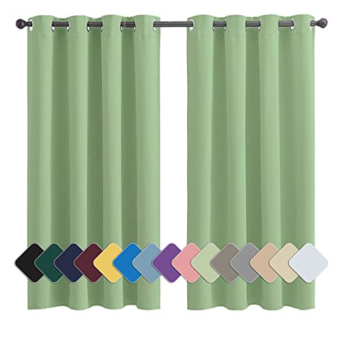 Curtains Modern Gardinen Schal Verdunkelnd Geräuschreduzierung Einfach Anzubringen, für Zimmer Küche Babyroom hellgrün 1 Stück, 220x100cm(HxB) von MENGH