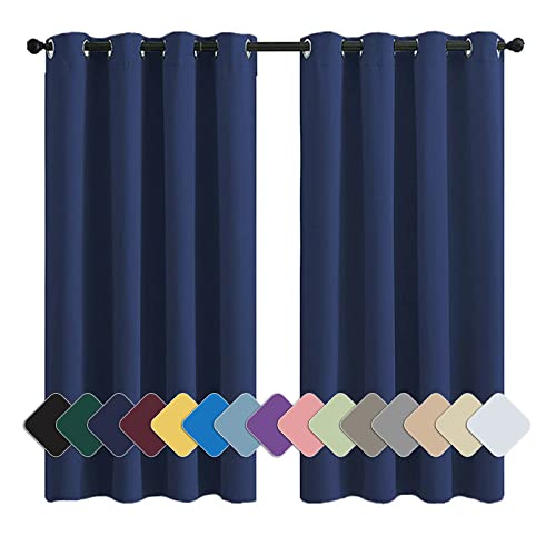 Curtains Modern Ösenschal Verdunkelnd Thermo Schalldämmend, für Dekoration Weihnachten Dunkelblau 1 Stück, 160x140cm(HxB) von MENGH