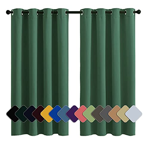 Curtains Modern Ösenschals Blickdicht Geräuschreduzierung leichte weiche, für Wohnzimmer Schlafzimmer Tür dunkelgrün 1 Stück, 160x120cm(HxB) von MENGH