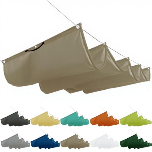 Einziehbare Welle Sonnensegel, Pergola-Markise –Maßanpassbare Verstellbare Innenmarkise zur Beschattung mit Zugseil | Für Terrassenüberdachung, Pavillon, Terrasse & Garten 0.6x2M, Khaki von MENGH