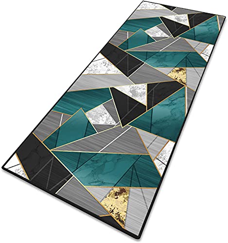 Kücheläufer Teppich Flur Lang Geometrische Muster Kurzflor 6mmBenutzerdefinierte Länge für Wohnzimmer, Flur, Büro, Schlafzimmer, Küche, Esszimmer gekettelt - 80x460cm von MENGH