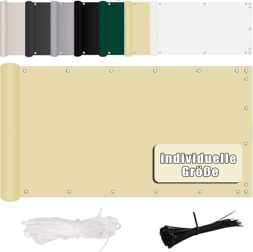 MENGH Balkon Sichtschutz 75x900cm, Sichtschutz Balkonbespannung, Windschutz Sonnenschutz, in div. Größen & Farben für Gartenzaun Balkonzaun Beige MENGH Balkon Sichtschutz 75x900cm, Sichtschutz Balkonbespannung, Windschutz Sonnenschutz, in div. Größen & Farben für Gartenzaun Balkonzaun Beige von MENGH