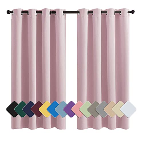 MENGH Gardine Ösen Schal Vorhang Verdunkelnd Thermo Schalldämmend, für Wohnzimmer Schlafzimmer Küche Hell-Pink 1 Stück, 213x132cm(HxB) von MENGH