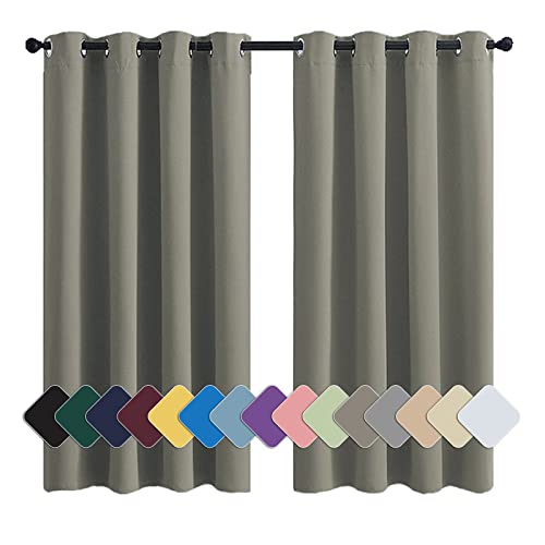 MENGH Gardinen Blickdicht Vorhang Schlafzimmer Ösen Thermo Vorhänge Kälteschutz, (24 Farben, 82 Größen) Grün Grau 1 Stück 90x100cm(HxB) von MENGH