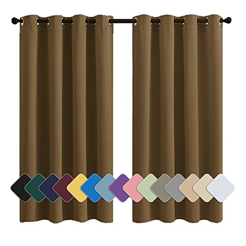 MENGH Gardinen Blickdicht Vorhang Schlafzimmer Ösen Thermo Vorhänge Kälteschutz, (24 Farben, 82 Größen) braun 1 Stück 90x100cm(HxB) von MENGH