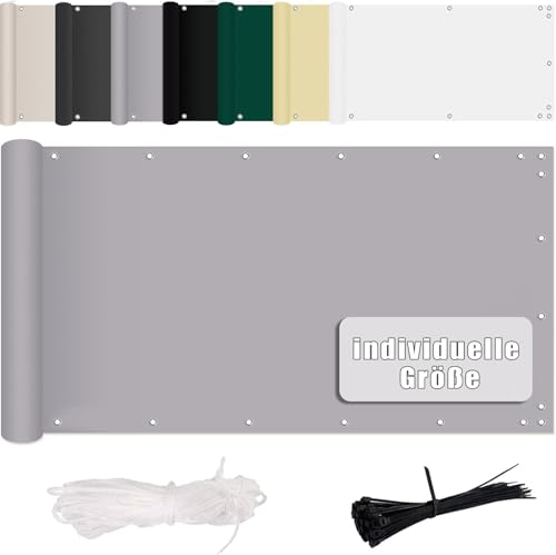 MENGH Sichtschutz Balkon 55x750cm, Sichtschutz Balkon Witterungsbeständig und Wasserabweisend, mit Ösen und Kordel für Gartenzaun Balkonzaun Hellgrau MENGH Sichtschutz Balkon 55x750cm, Sichtschutz Balkon Witterungsbeständig und Wasserabweisend, mit Ösen und Kordel für Gartenzaun Balkonzaun Hellgrau von MENGH