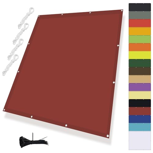 MENGH Sonnenschirm Segel,Balkonverkleidung mit Seil,Sonnensegel Wasserdicht Rechteck,Quadrat PES Polyester Sonnenschutzfür Gartenanlagen, Camping und Freizeit Rostig Rot 1.7x2.4m von MENGH