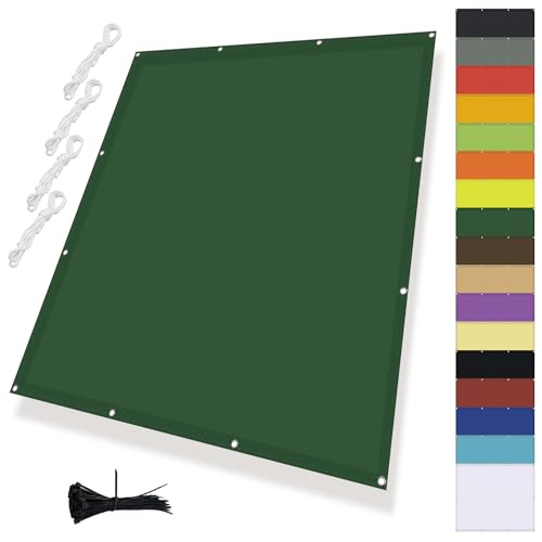 MENGH Sonnenschirm Segel,Balkonverkleidung mit Seil,Sonnensegel Wasserdicht Rechteck,Terrasse überdachung Balkon Zaunblende Sichtschutzfür Gartenanlagen, Camping und Freizeit Dunkelgrün 1x2.2m von MENGH