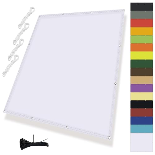 MENGH Sonnenschutz Netz,Balkonbespannung mit Seil,Wasserdicht markisenstoff,Wasserabweisend Imprägniert 95% Uv-Blockfür Gartenanlagen, Camping und Freizeit Weiß 1.4x3.8m von MENGH