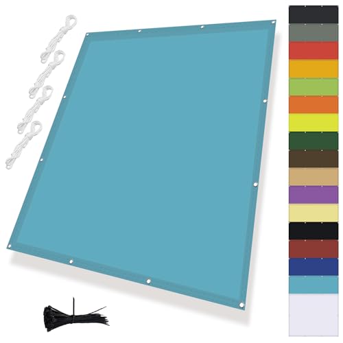 MENGH Sonnensegel Rechteckig,Balkonbespannung mit Seil,Sonnensegel Wasserdicht mit ösen,Terrasse überdachung Balkon Zaunblende Sichtschutzfür Gartenanlagen, Camping und Freizeit Seeblau 1.4x3m von MENGH