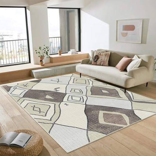 MENGH Teppich Wohnzimmer moderner, Großer Kurzflor Wohnzimmerteppich （Verschiedene Größen und Farben erhältlich） Anti-Rutsch Unterseite, Waschbar bis 30 Grad, Soft Teppich 100x140cm von MENGH