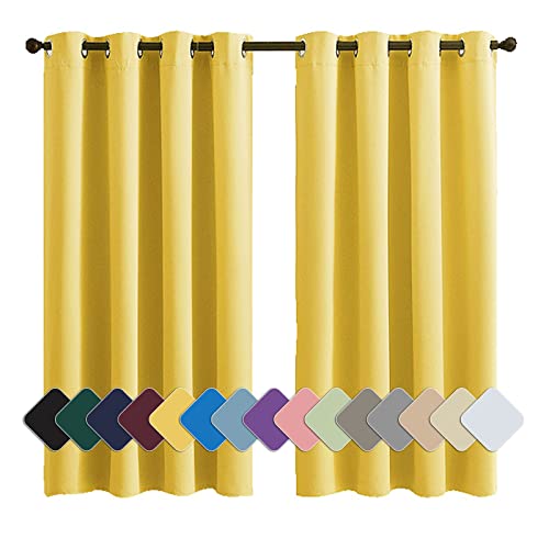 MENGH Verdunkelungsvorhänge Ösen Schal Vorhang Blickdicht Thermo Schalldämmend, für Schlafzimmer Gesund Wohnen gelb 1 Stück, 140x140cm(HxB) von MENGH