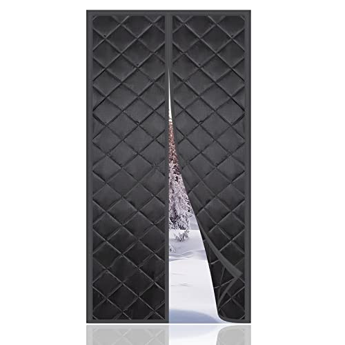 Magnet Wärmeschutzvorhang für Türen, neuestes Modell, Thermo Türvorhang, Isolier Schutz Vorhang, Haustierfreundlich, Wasserdicht, Winddicht, Volle Größe, 160x210cm schwarz von MENGH