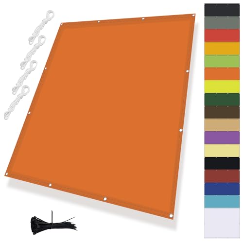 Sonnenschutz Balkon,Sonnenschutz Garten mit Seil,Wasserdicht markisenstoff,Quadrat PES Polyester Sonnenschutzfür Gartenanlagen, Camping und Freizeit Orange 1.4x3m von MENGH