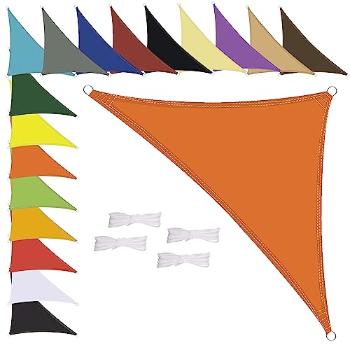 Sonnensegel Wasserdicht Dreieck, wetterbeständig, Premium Polyester, Viele Längen und Breiten Zur Auswahl inkl Befestigungsseile, 2.4x2.4x2.4m Fluoreszierendes Gelb von MENGH