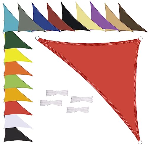 Sonnensegel Wasserdicht Dreieck, wetterbeständig, Premium Polyester, Viele Längen und Breiten Zur Auswahl inkl Befestigungsseile, 2.4x2.4x2.4m Rot von MENGH