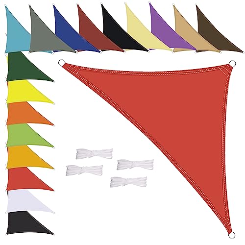 Sonnensegel Wasserdicht Dreieck, wetterbeständig, Premium Polyester, Viele Längen und Breiten Zur Auswahl inkl Befestigungsseile, 2x2x3m Rot von MENGH
