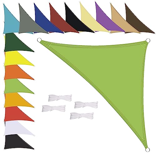 Sonnensegel Wasserdicht Dreieck, wetterbeständig, Premium Polyester, Viele Längen und Breiten Zur Auswahl inkl Befestigungsseile, 4.5x4.5x4.5m Grün von MENGH