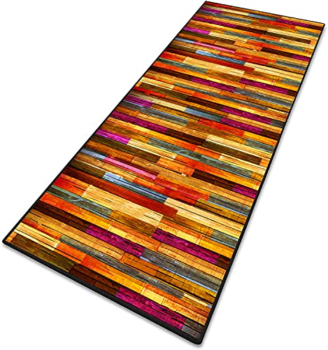 Teppich Läufer Flur Badezimmer Teppiche Geometrische Muster Kurzflor 6mmBenutzerdefinierte Länge für Wohnzimmer, Flur, Büro, Schlafzimmer, Küche, Esszimmer gekettelt - 100x180cm von MENGH