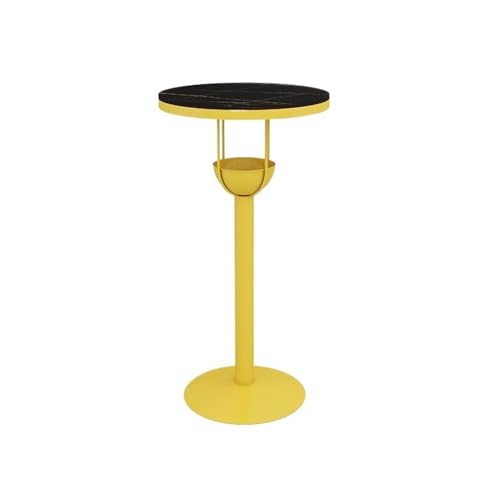 Kneipentische Gelber Bartisch aus Steinplatte Eisen, for Zuhause, Balkon, Freizeit, rund, hohe Tischplatte, for Milchteeladen, Café(Groß) von MENGLI-2024
