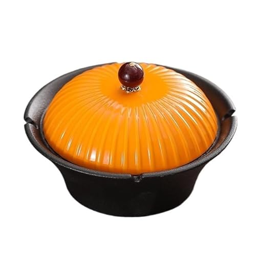 MENGLI-2024 Aschenbecher Aschenbecher Keramikmaterial Runde Rot Orange Abdeckung for Hotel Wohnzimmer Desktop Aschenbecher Tragbarer Aschenbecher von MENGLI-2024