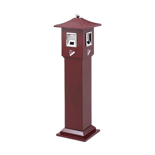 MENGLI-2024 Aschenbecher für draußen Aschesäule aus Metall for den Außenbereich, vertikaler Mülleimer for Zigarettenstummel auf der Straße Zigarettenbehälter(Red) von MENGLI-2024