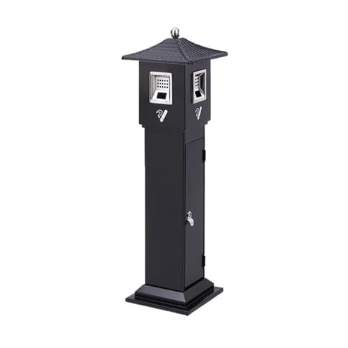 MENGLI-2024 Aschenbecher für draußen Aschesäule aus Metall for den Außenbereich, vertikaler Mülleimer for Zigarettenstummel auf der Straße Zigarettenbehälter(Schwarz) von MENGLI-2024