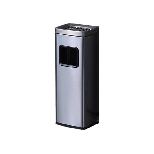 MENGLI-2024 Aschenbecher für draußen Vertikaler Mülleimer aus Edelstahl for den Innen- und Außenbereich mit Aschensäule und Raucherbereich Zigarettenbehälter(Silver) von MENGLI-2024