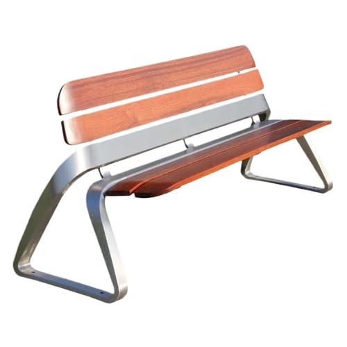 MENGLI-2024 Außenbank Doppelte Gartenbank, Stuhl mit Rückenlehne aus Edelstahl for den Außenbereich, Sitzgelegenheiten aus Holz for die Freizeit auf der Parkterrasse Gartenbank(Mittel) von MENGLI-2024