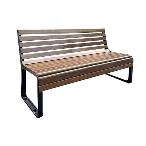 MENGLI-2024 Außenbank Gartenbank for draußen, Holzstuhl mit Gestell aus Aluminiumguss, Stuhl mit Rückenlehne for Balkon, Terrasse, Park Gartenbank(Klein) von MENGLI-2024