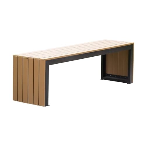 MENGLI-2024 Außenbank Gartenbank ohne Rückenlehne, mit Stahlrahmen, Kunstholzstuhl for den Außenbereich, Sitzgelegenheiten for die Freizeit Gartenbank(XL) von MENGLI-2024