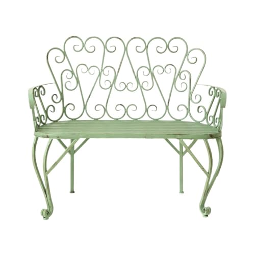 MENGLI-2024 Außenbank Ländlicher Gartenhocker aus Eisen mit Armlehnen und Rückenlehnen, Gartenmöbel, Terrassen-Balkon-Dekorationsbank Gartenbank von MENGLI-2024