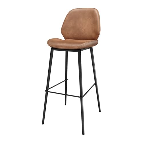 MENGLI-2024 Barstuhl Barhocker aus Leder, einfache Sitzfläche aus Eisen, for Restaurants, Bars, Freizeit, Hochstuhl mit Rückenlehne Barhocker(Bruin) von MENGLI-2024
