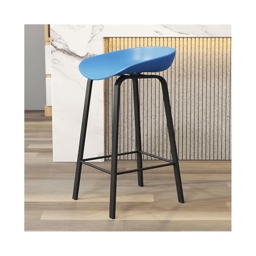 MENGLI-2024 Barstuhl Blauer Barhocker Sitz aus Holz Haushalt Restaurant Bar Insel Eisen Freizeit Hochstuhl 65/75cm Barhocker(Mittel) von MENGLI-2024