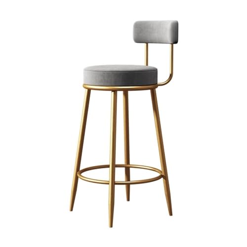 MENGLI-2024 Barstuhl Grauer Barhocker mit Samtsitz, einfacher Bar-Café-Hochstuhl for den Haushalt mit Rückenlehne 65/75 cm Barhocker(Klein) von MENGLI-2024