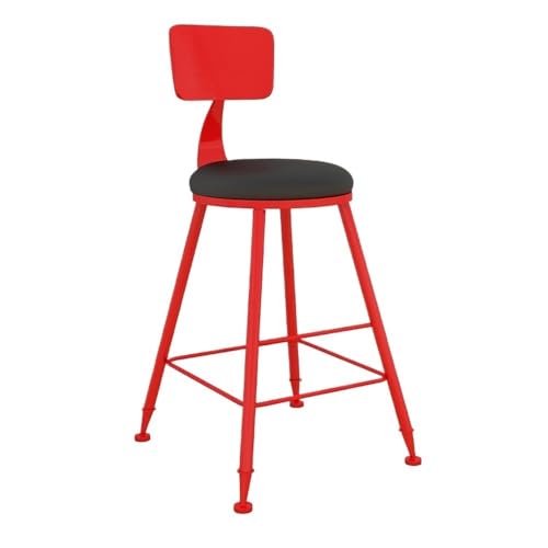 MENGLI-2024 Barstuhl Große Bunte Eisen Runde Bar Tisch und Stühle Balkon Bar Milch Tee Shop Hohe Hocker Barhocker(Red) von MENGLI-2024