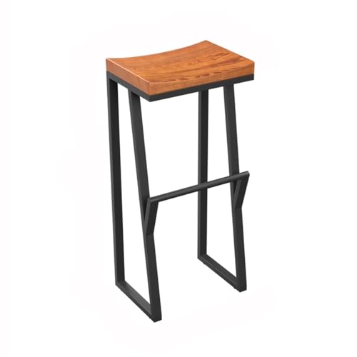 MENGLI-2024 Barstuhl Iron Bar Stool Hotel Restaurant Wooden High Chair Multi-Size Optional Barhocker(Mittel) von MENGLI-2024