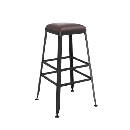 MENGLI-2024 Barstuhl Ledersitz ohne Rückenlehne Eisen Barhocker Restaurant Bar Hohe Hocker Multi-Size optional Barhocker(Mittel) von MENGLI-2024