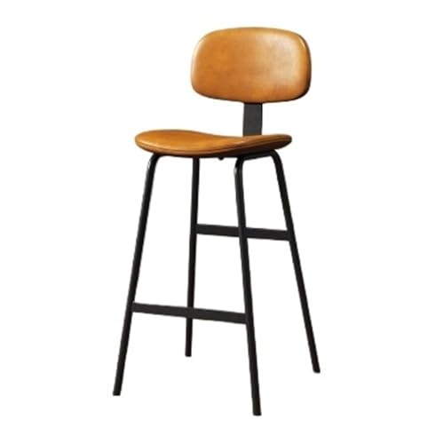 MENGLI-2024 Barstuhl Orange Soft Cover Rückenlehne Hoher Hocker Eisen Restaurant Bar Hochstuhl 75cm Barhocker von MENGLI-2024