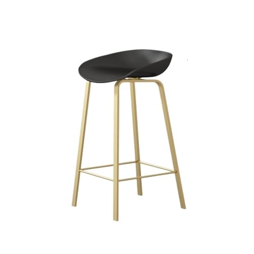 MENGLI-2024 Barstuhl Schwarz/weiß Barhocker Sitz Holz Haushalt Restaurant Bar Insel Eisen Freizeit Hohe Stuhl Gold Beine Barhocker(Schwarz,Klein) von MENGLI-2024